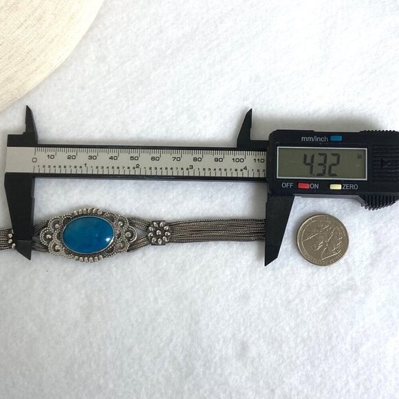 VTG Silver 950 FUAT Blue Quartz Turkish Triple Foxtail Chain Tassel Necklace 49g - Picture 14 of 16